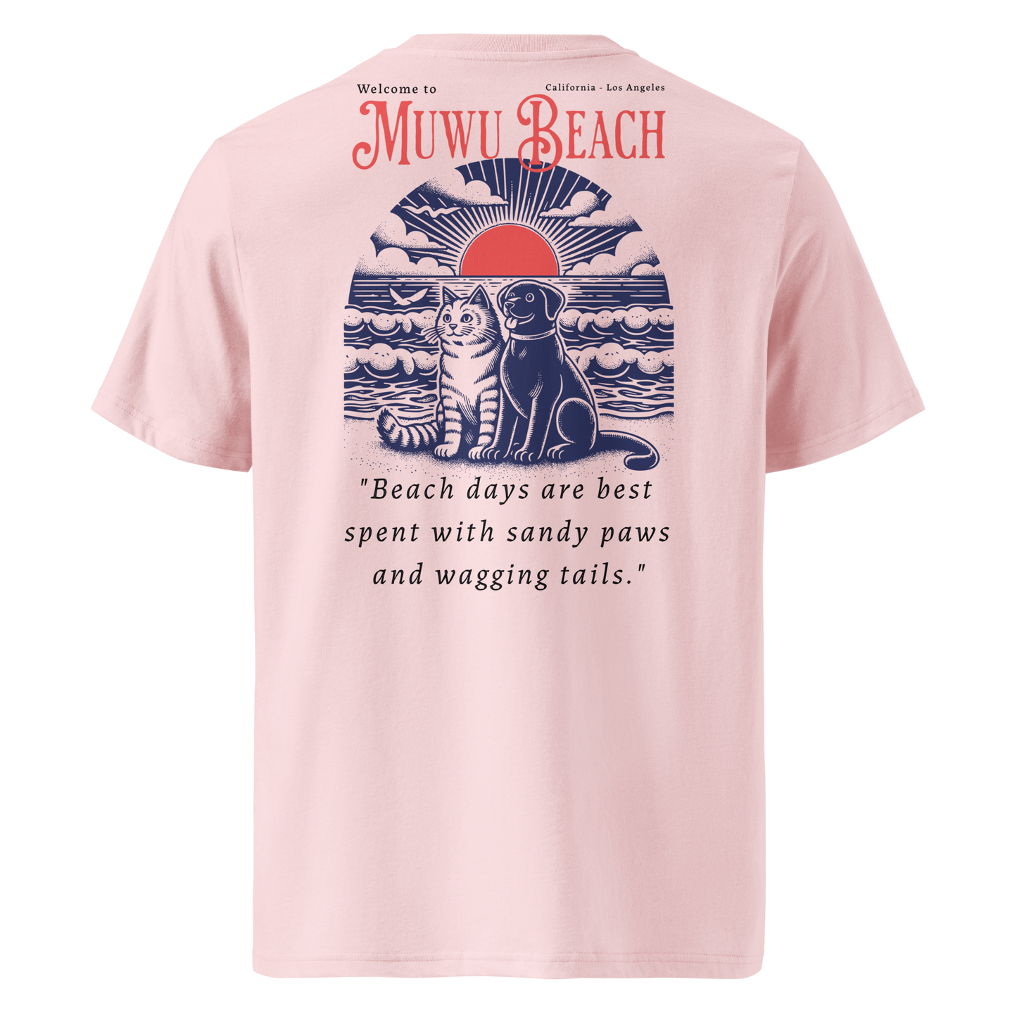 Muwus Beach tees collection Sunset With Furries cotton pink back