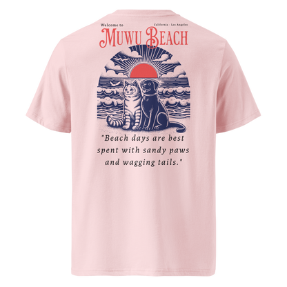 Muwus Beach tees collection Sunset With Furries cotton pink back