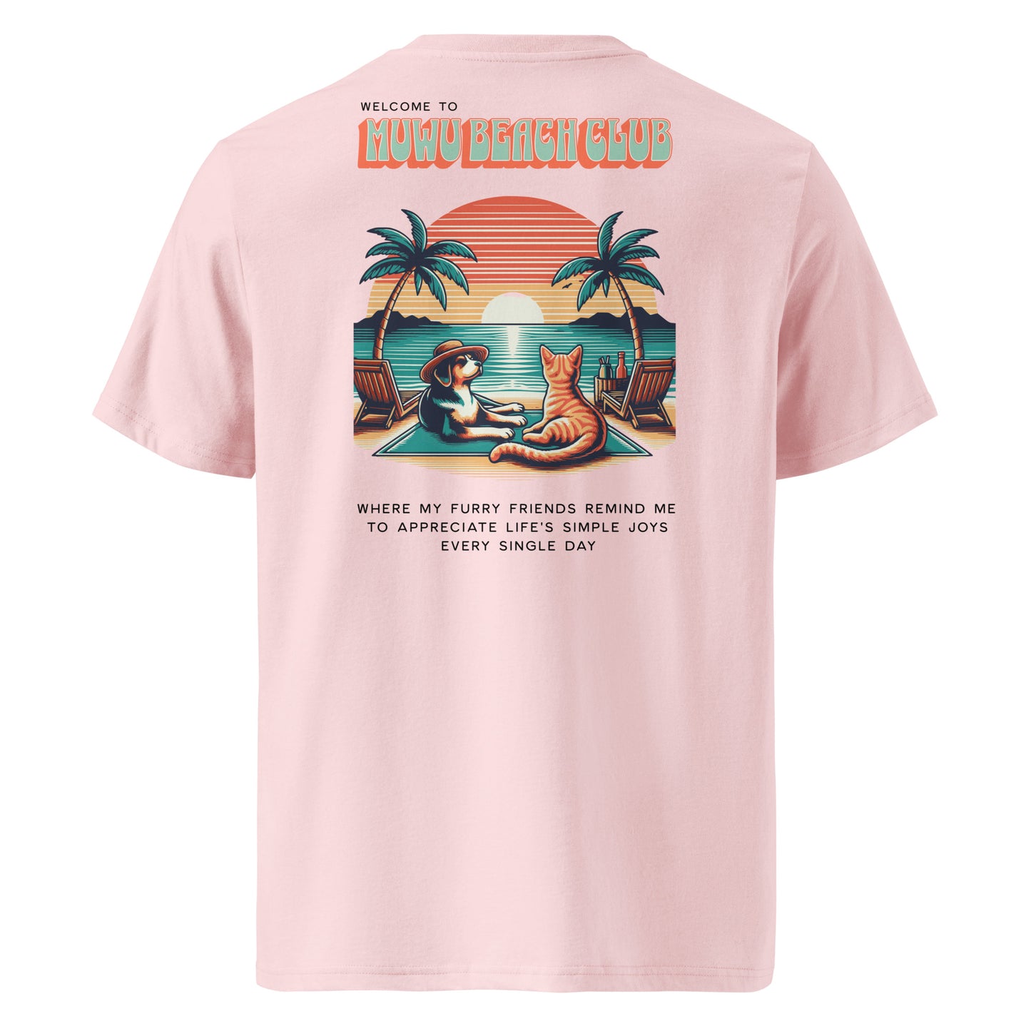 Muwus Beach tees collection Slow life Doggo cotton pink back