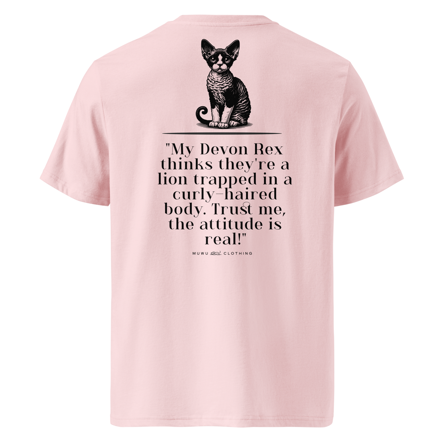 Muwus Vintage tee collection Devon Rex cotton pink back