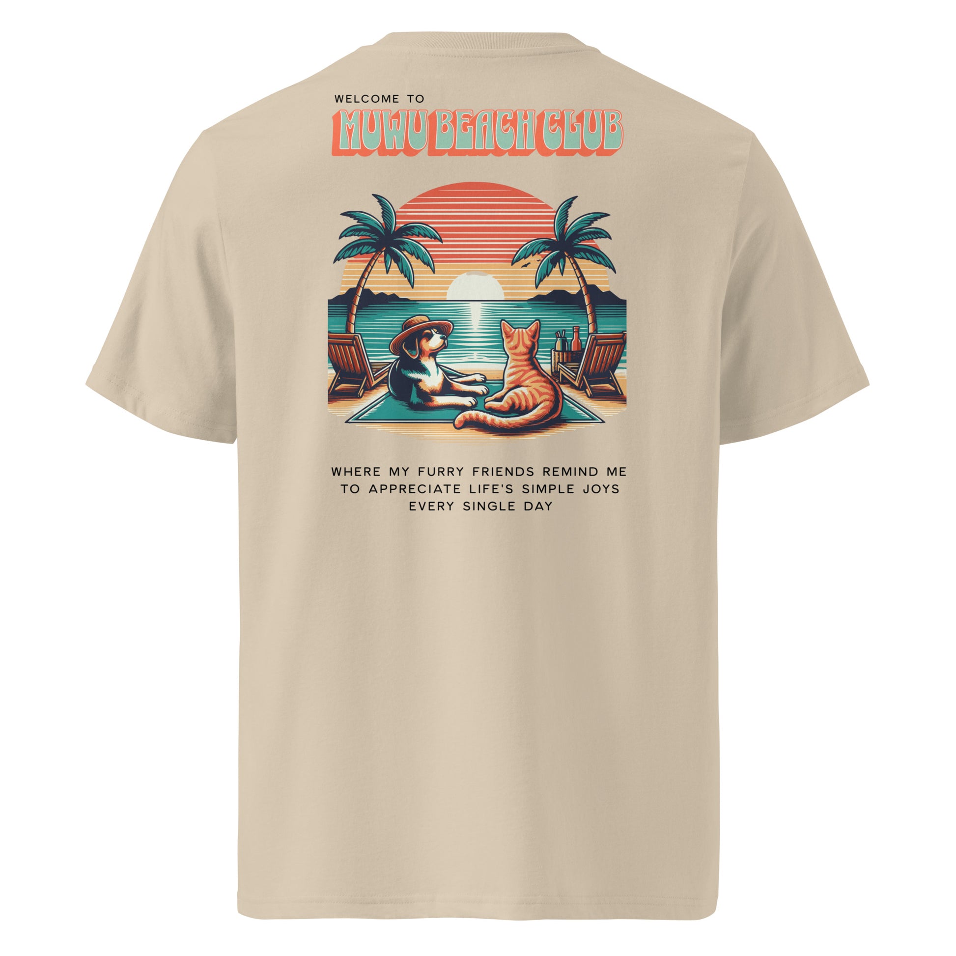 Muwus Beach tees collection Slow life Doggo desert dust front