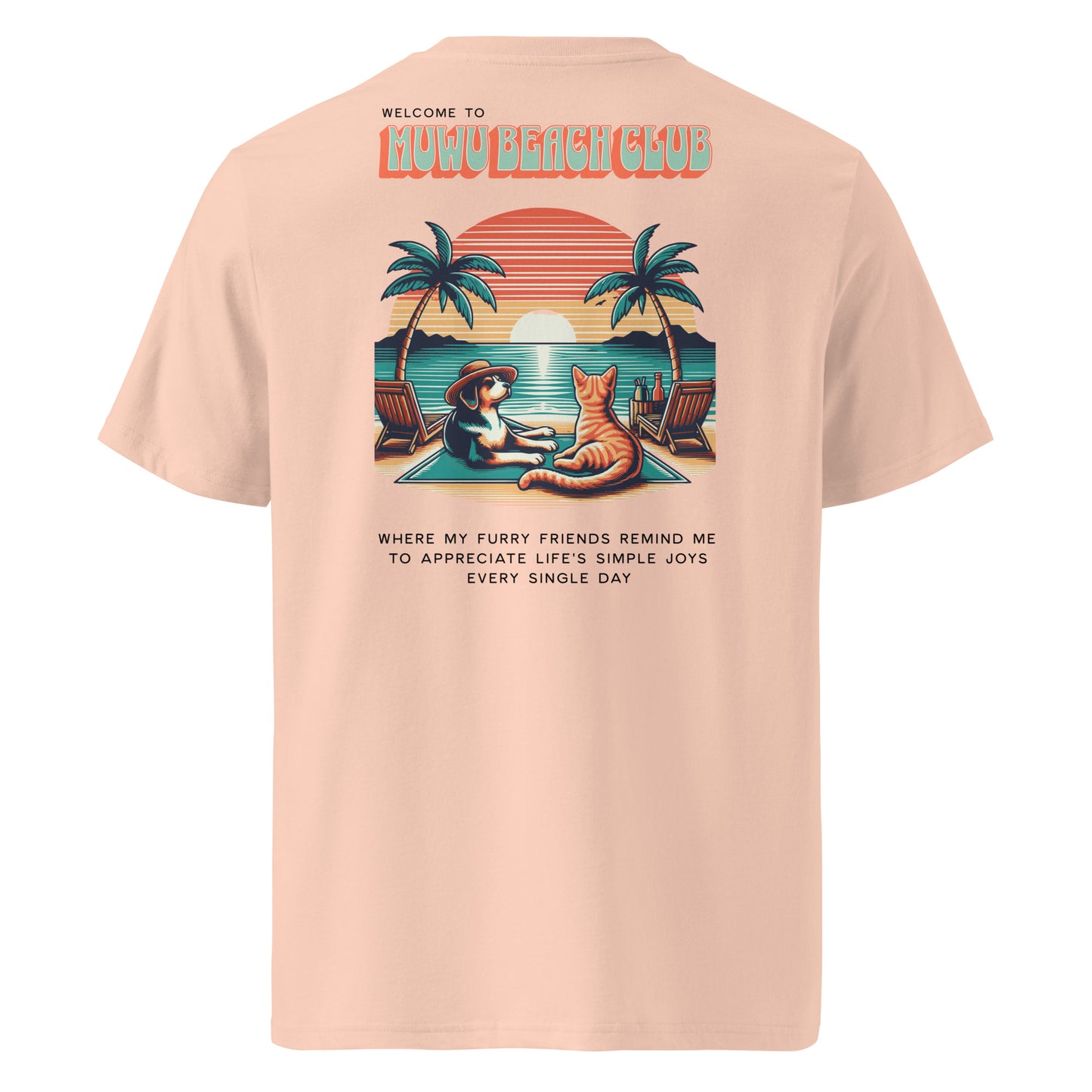 Muwus Beach tees collection Slow life Doggo fraiche peche back