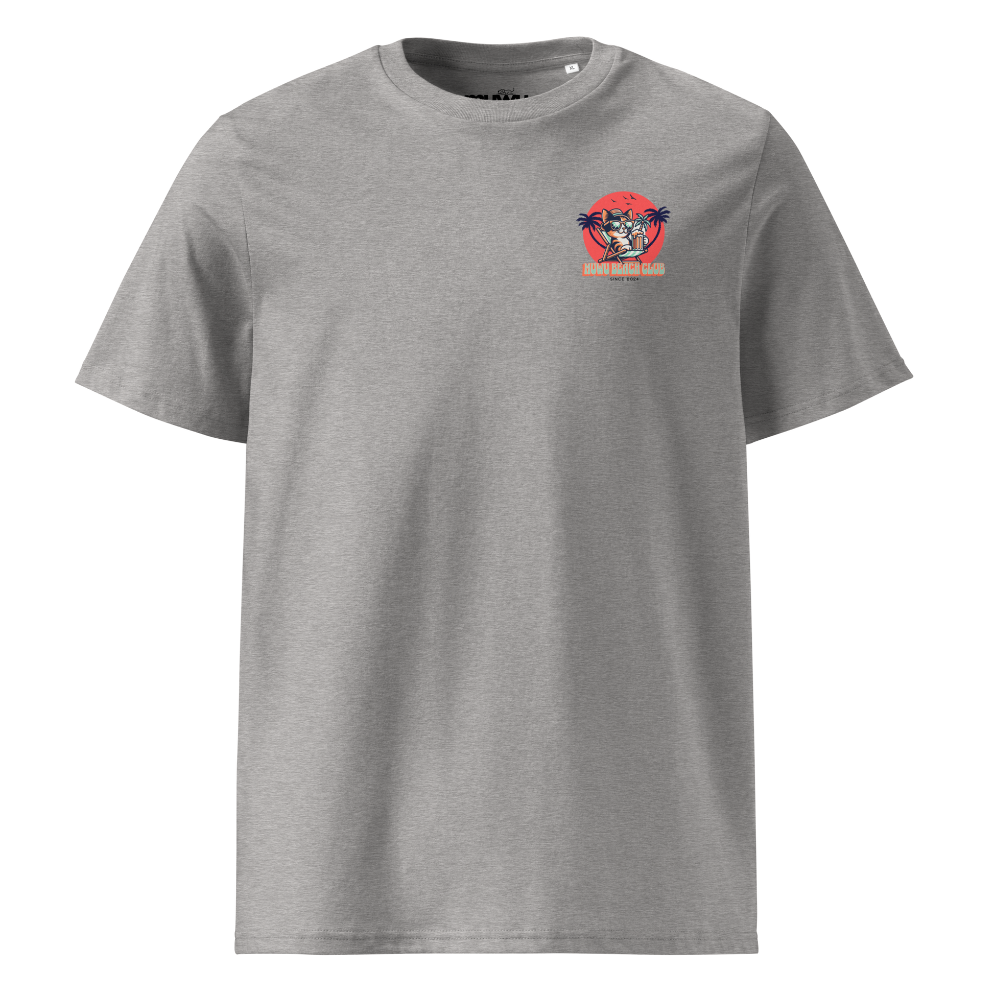 Muwus Beach tees collection Slow life Kitty heather grey front