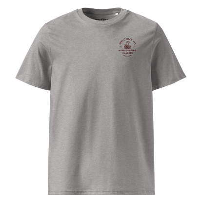 Muwus Beach tees collection Surfing Doggo heather grey front