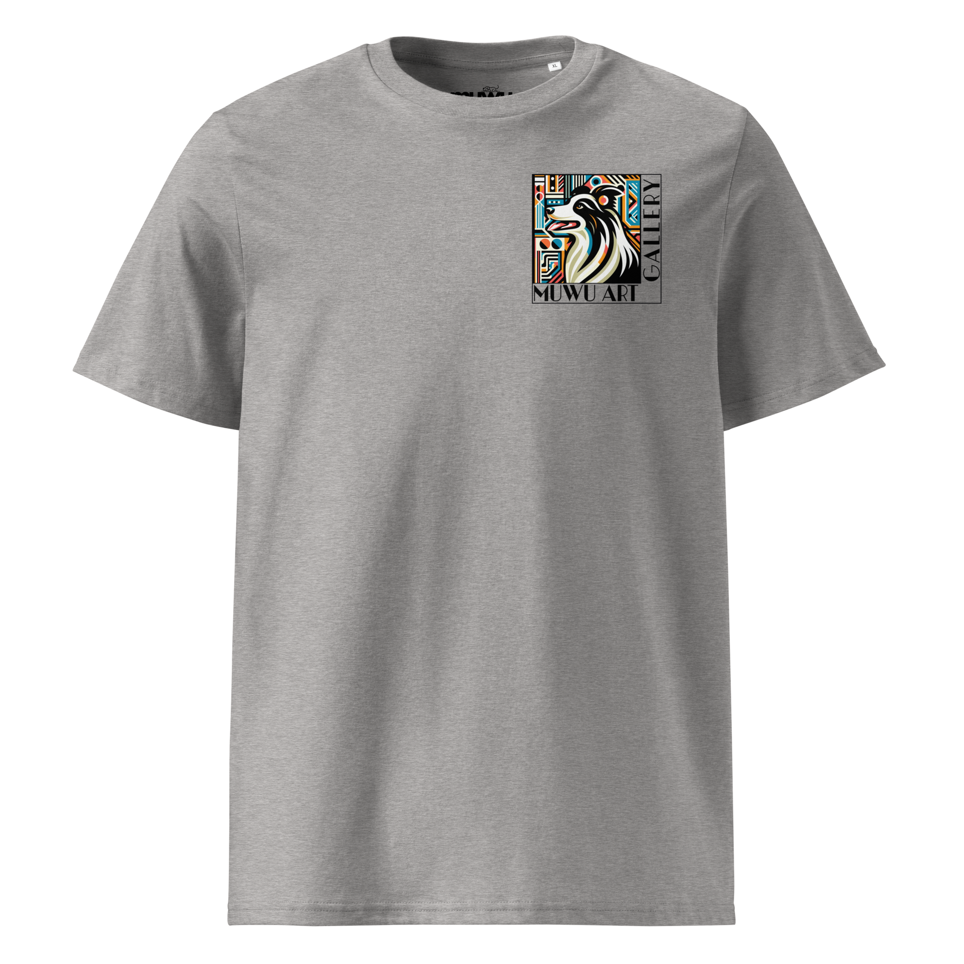 Muwu Clothing Unisex - Border Collie deco Heather grey front