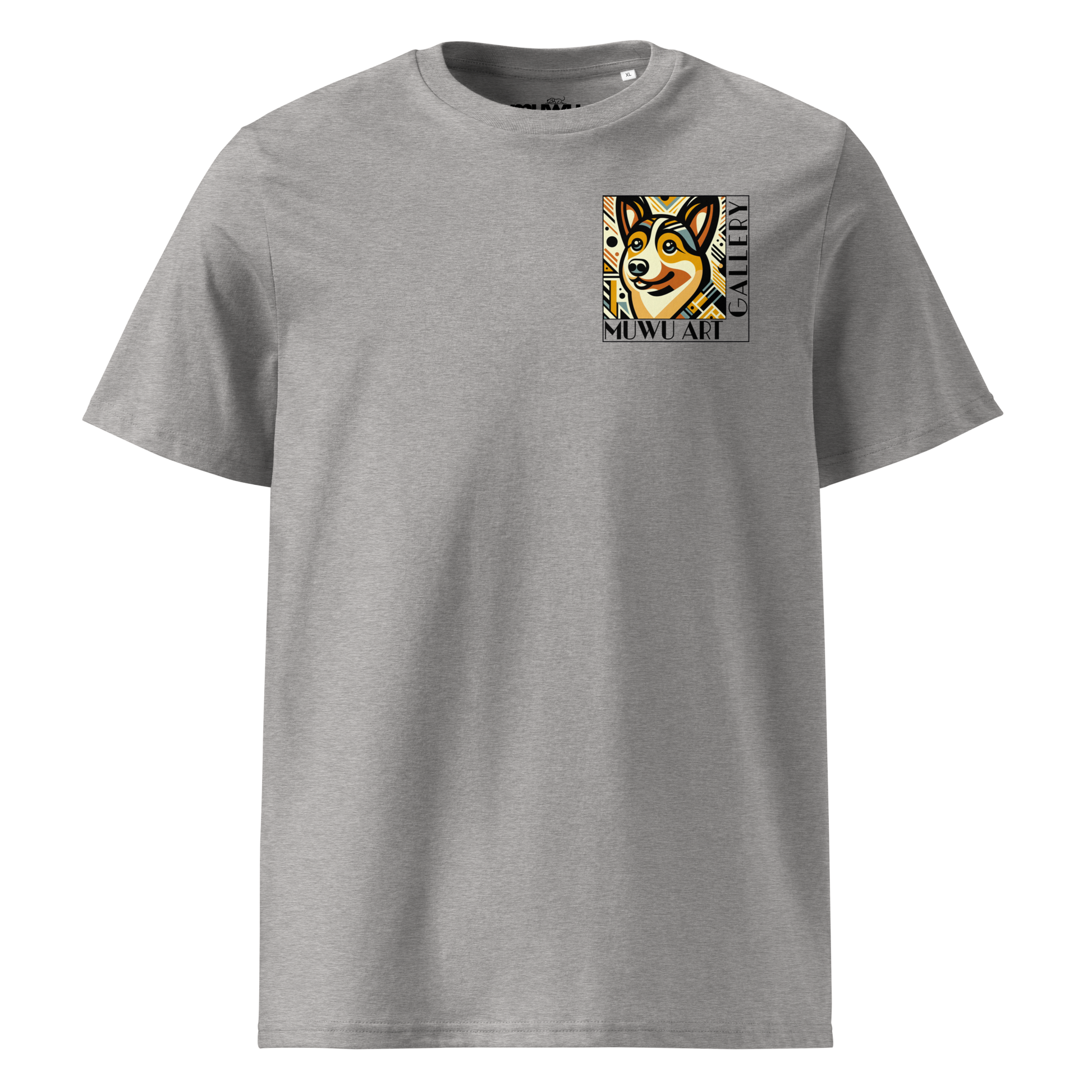 Muwu Clothing Unisex - Corgi Deco heather grey front