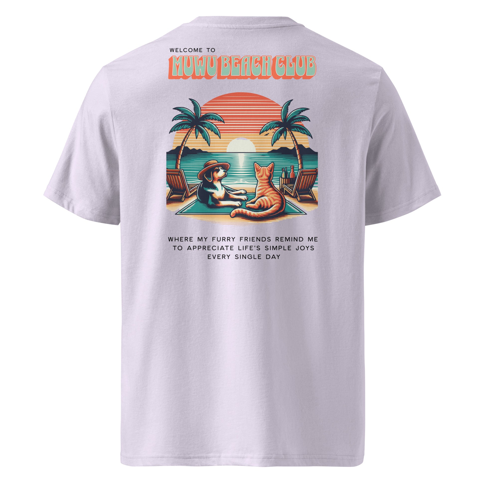 Muwus Beach tees collection Slow life Doggo lavender back